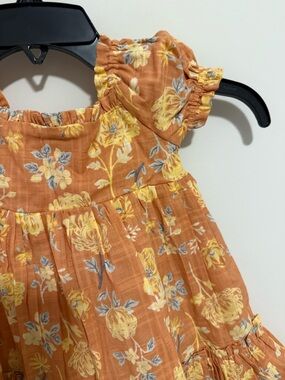 Joie Girls Floral Ruffle Sundress in Orange and Yellow